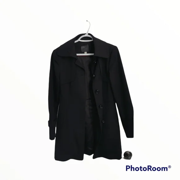 Black Trench coat 100% whool - Picture 2 of 9